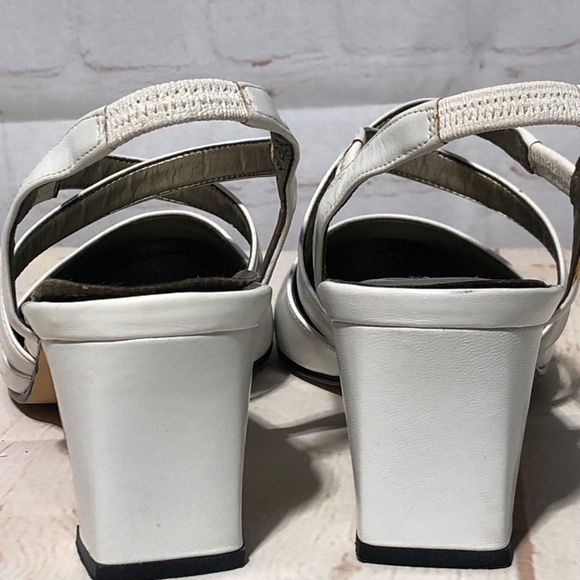 Ros Hommerson Pauly White Leather Round Toe Strappy Pumps Size 8.5M - Picture 5 of 16